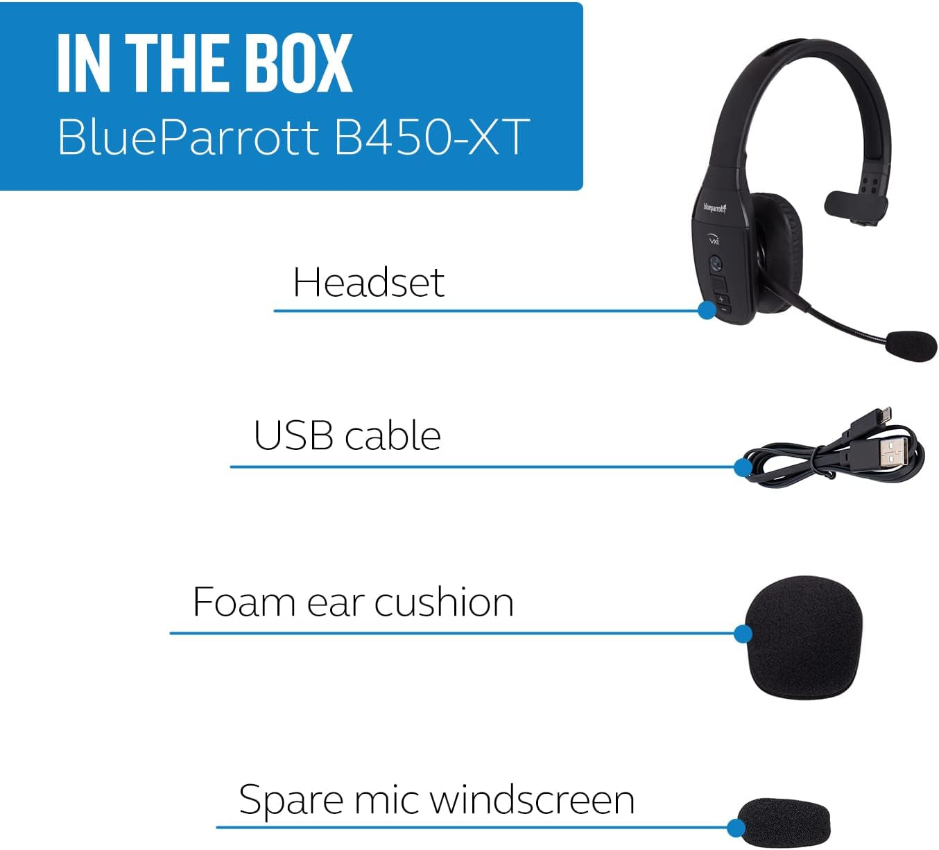 B450-XT Noise Cancelling Bluetooth Headset – Industry Leading Sound with Long Wireless Range, Extreme Comfort and up to 24 Hours of Talk Time