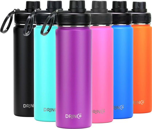 Stainless Steel Water Bottle Spout Lid Vacuum Insulated Double Wall Water Bottle Wide Mouth (40Oz 32Oz 22Oz 18Oz 14Oz) Leak Proof Keep Cold Sport Camping Hiking (22 Oz, 22Oz Purple)