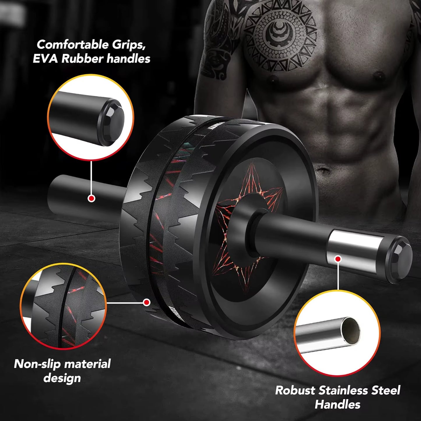 AB Roller Wheel Ab Roller for Abdominal Workout and Core Strength Training Portable Ab Wheel Roller Exercise for Men Women Fitne