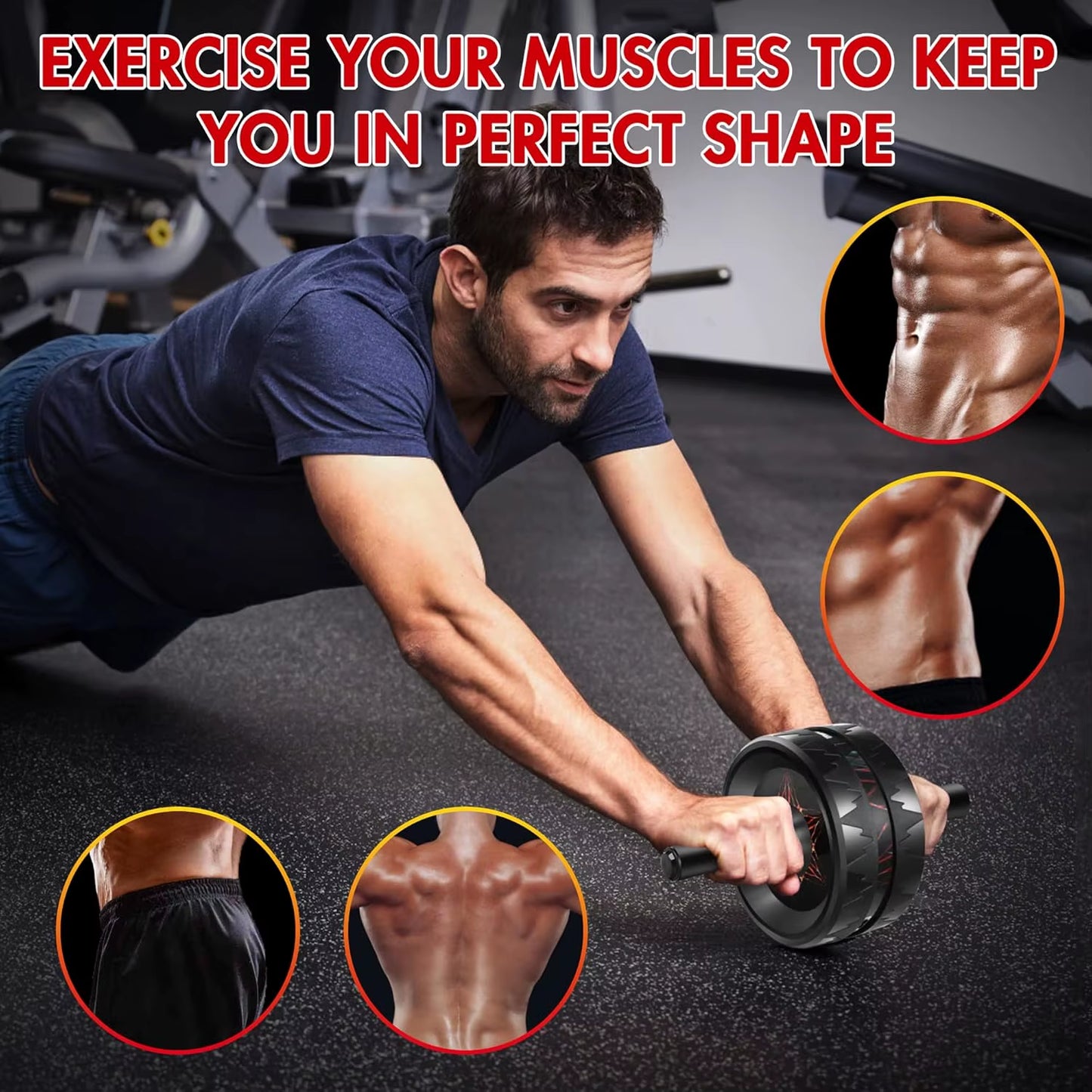 AB Roller Wheel Ab Roller for Abdominal Workout and Core Strength Training Portable Ab Wheel Roller Exercise for Men Women Fitne