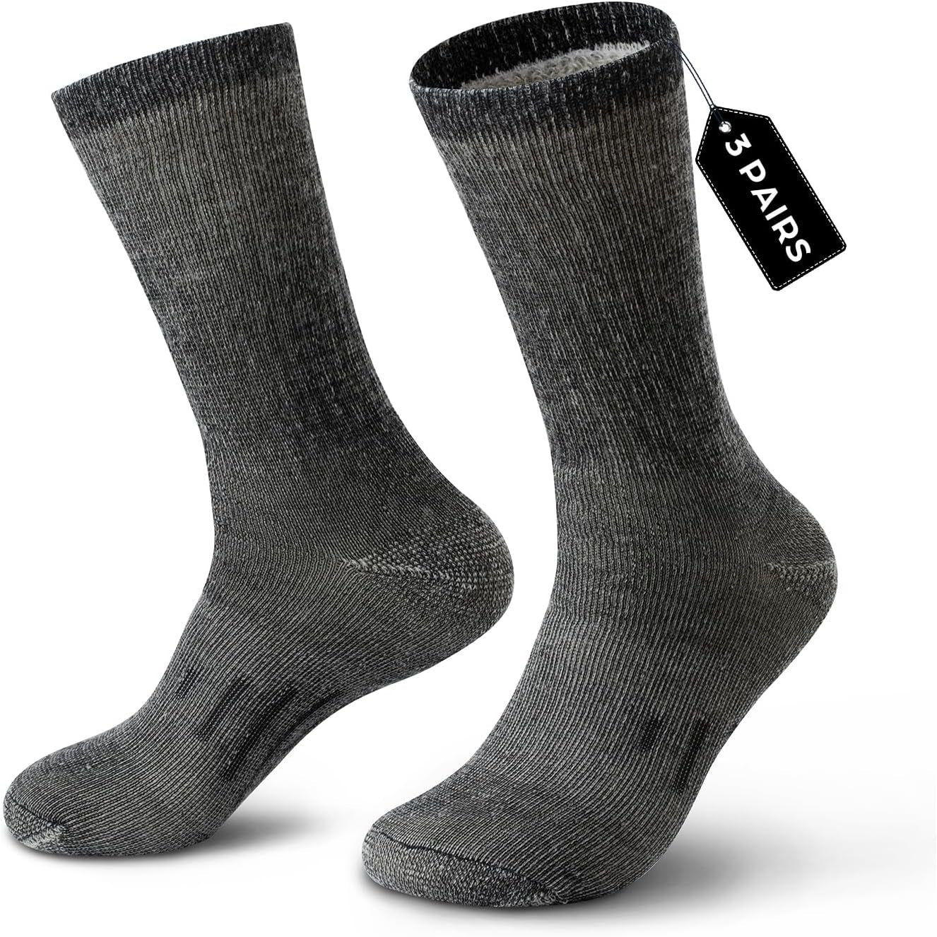 Merino Wool Socks for Men Women - 3 or 6 Pairs 80% Wool - Hiking Socks Warm Socks Crew Style Thermal Moisture Wicking