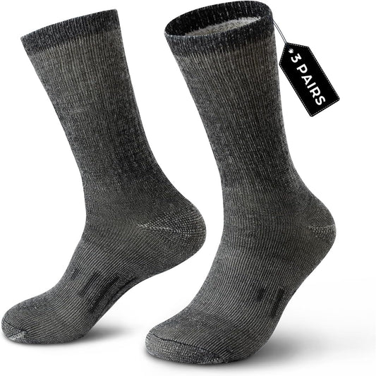 Merino Wool Socks for Men Women - 3 or 6 Pairs 80% Wool - Hiking Socks Warm Socks Crew Style Thermal Moisture Wicking