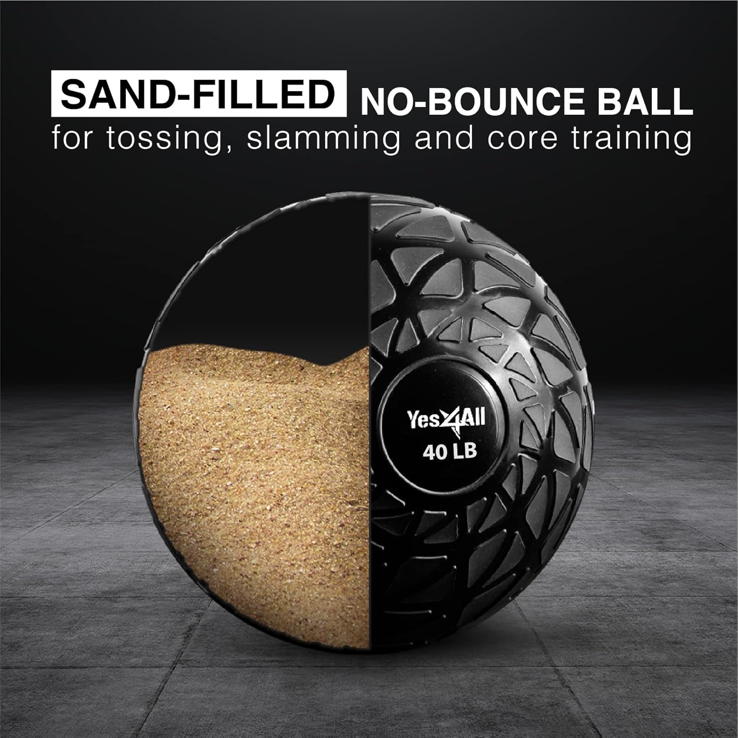 Slam Balls, 10-40Lb Weighted Ball Weight, Durable PVC Sand Filled Workout Dynamic Slam Ball for Core Strengthen