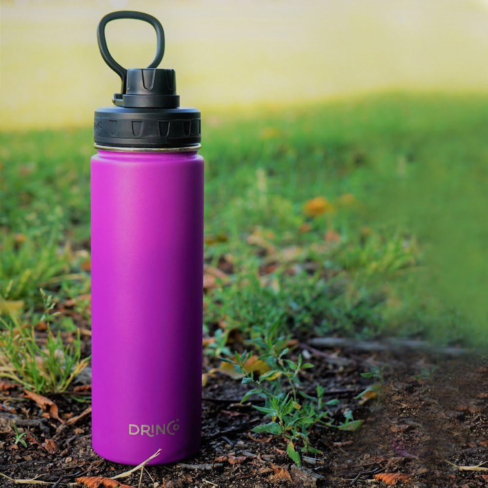Stainless Steel Water Bottle Spout Lid Vacuum Insulated Double Wall Water Bottle Wide Mouth (40Oz 32Oz 22Oz 18Oz 14Oz) Leak Proof Keep Cold Sport Camping Hiking (22 Oz, 22Oz Purple)