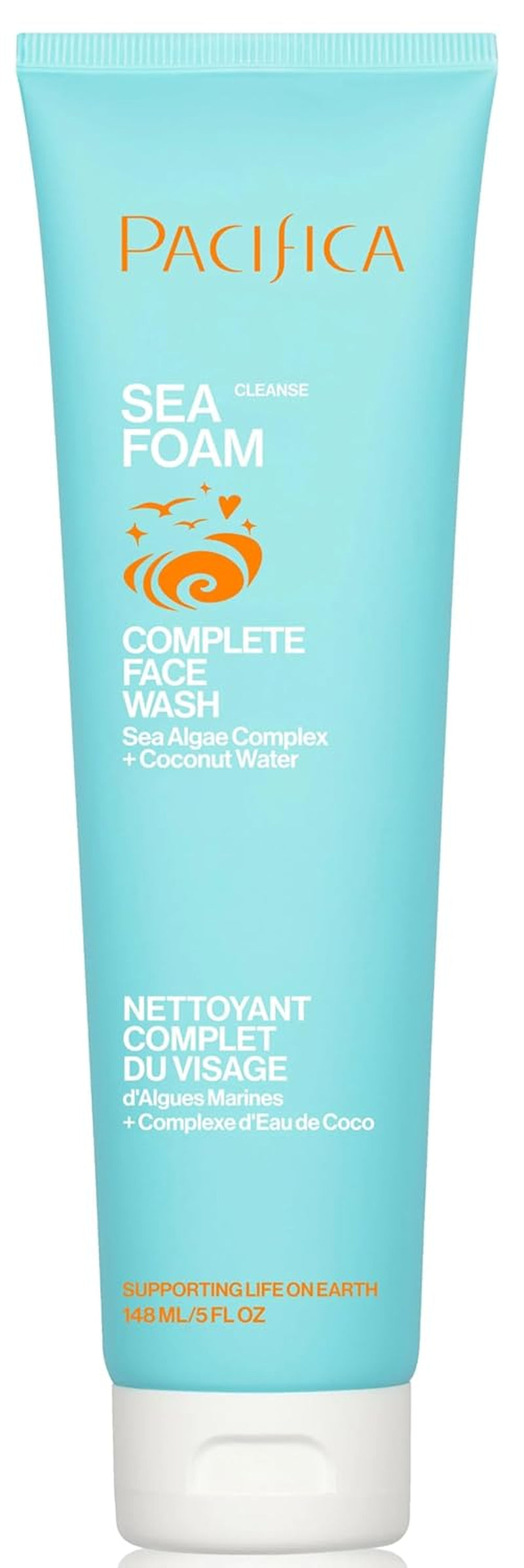 Beauty Sea Foam Face Cleanser, Daily Gentle Foaming Face Wash, with Coconut Water + Sea Algae Complex, Removes Makeup, for Combination and Oily Skin, Vegan and Cruelty Free, Clean Skin Care