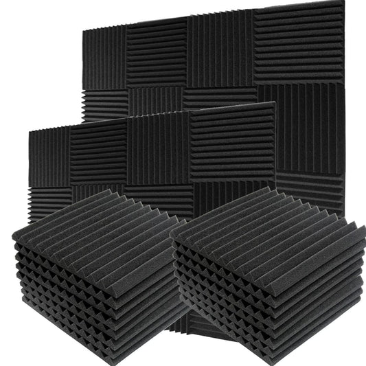 24 Pack Acoustic Panels Studio Soundproofing Foam Wedges Panels, 1" X 12" X 12" Sound Insulation Absorbing, Black