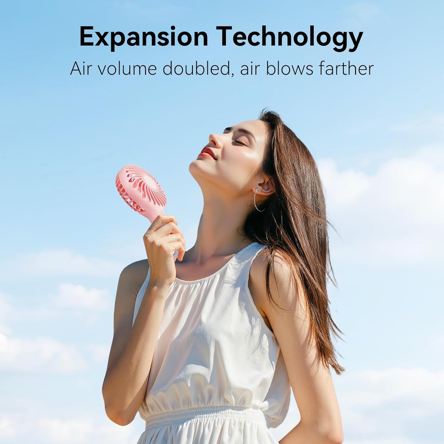 Handheld Fan Portable, Mini Hand Held Fan with USB Rechargeable Battery, 4 Speed Personal Desk Table Fan with Base, 3-10 Hours Operated Small Makeup Eyelash Fan for Women Girls Kids Outdoor