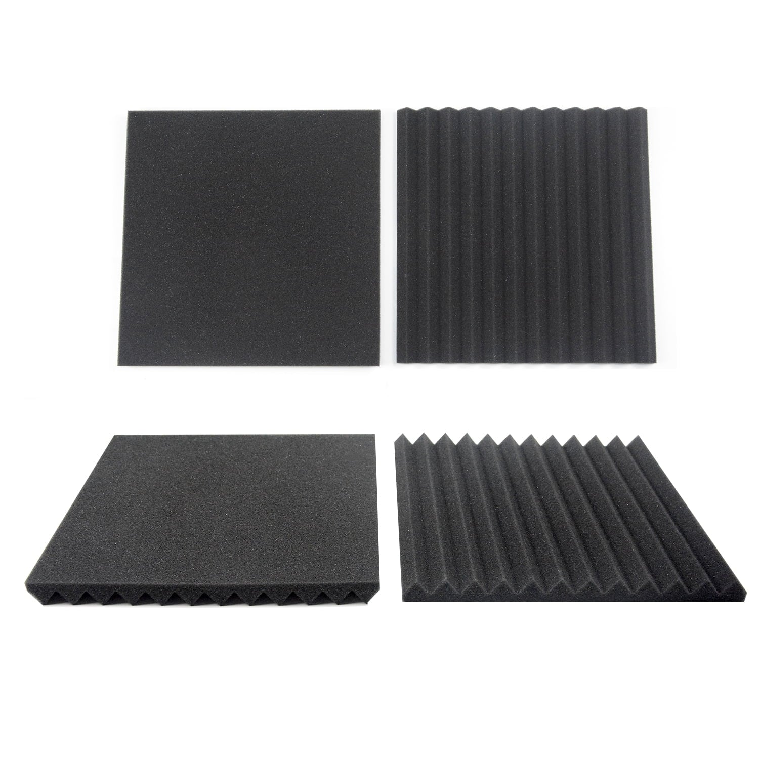 24 Pack Acoustic Panels Studio Soundproofing Foam Wedges Panels, 1" X 12" X 12" Sound Insulation Absorbing, Black