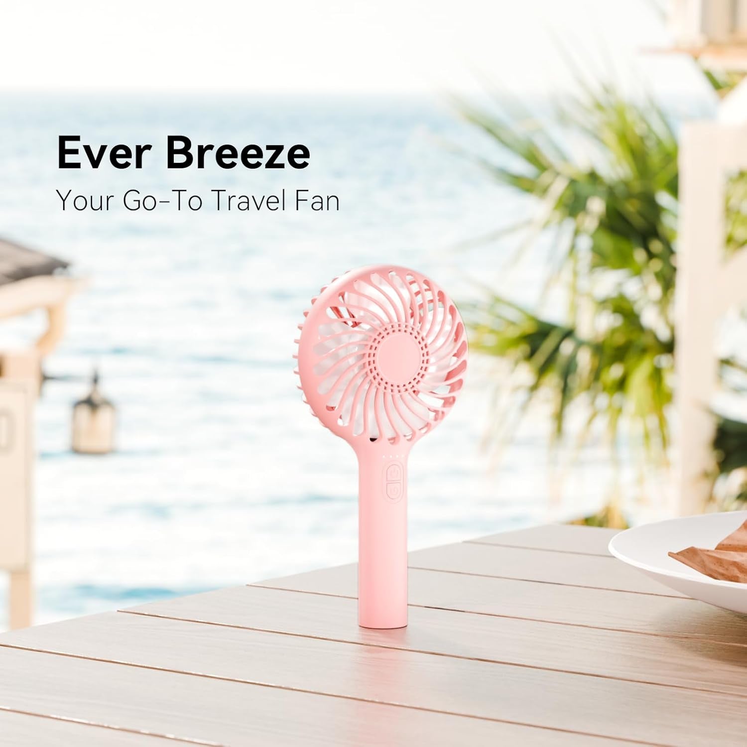 Handheld Fan Portable, Mini Hand Held Fan with USB Rechargeable Battery, 4 Speed Personal Desk Table Fan with Base, 3-10 Hours Operated Small Makeup Eyelash Fan for Women Girls Kids Outdoor