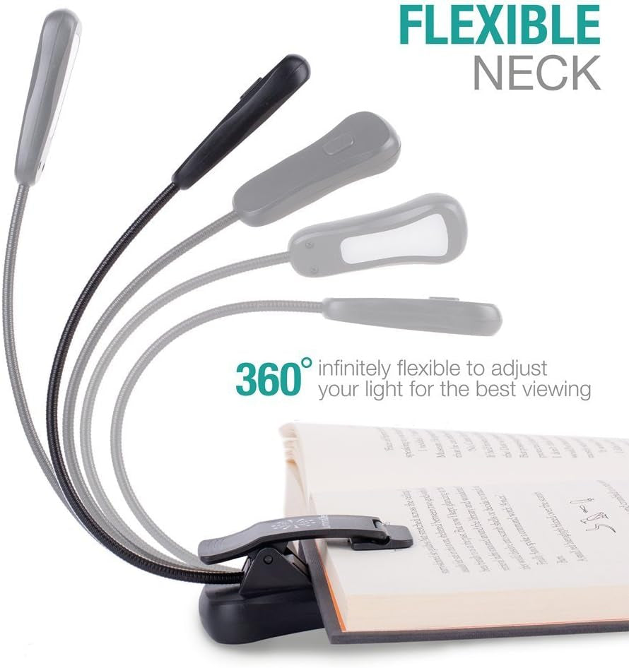 /Luminolite Rechargeable Book Light, Reading Lights for Books in Bed, 3 Colortemperature × 3 Brightness, up to 70 Hours Lighting, Great for Readers, Travel (Black)