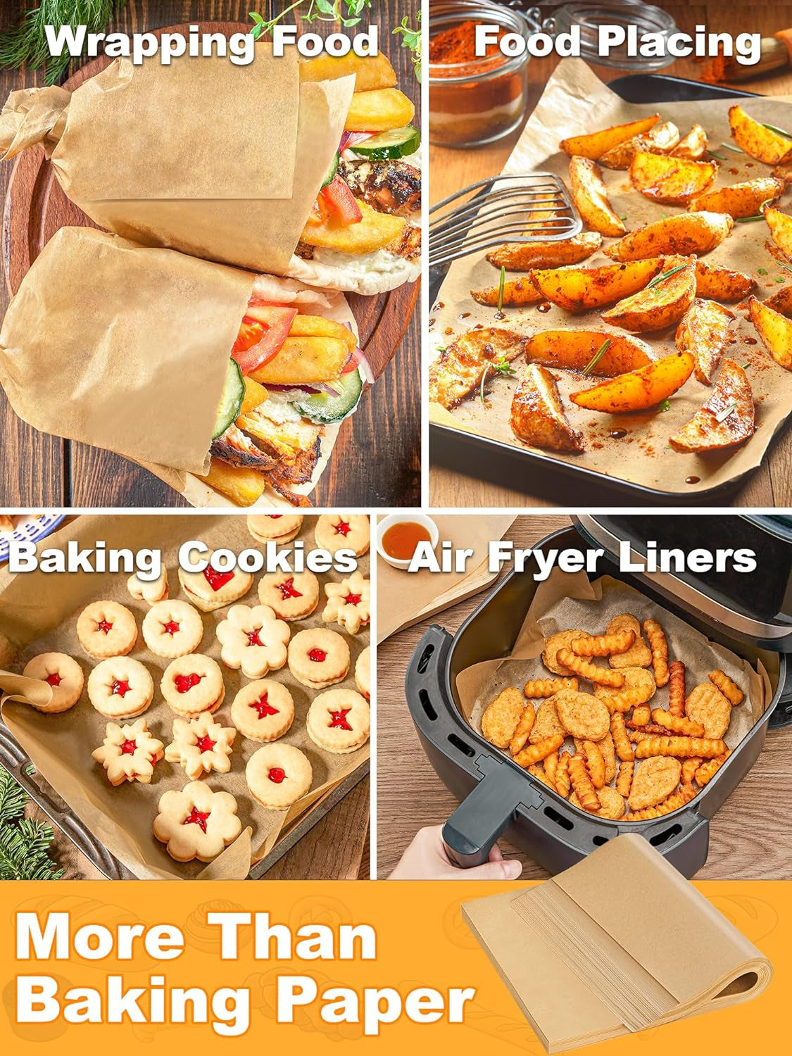 400 Pcs Parchment Paper Baking Sheets, 12X16 Inches Non-Stick Precut Baking Parchment, for Baking Grilling Air Fryer Steaming Bread Cup Cake Cookie and More (Unbleached)