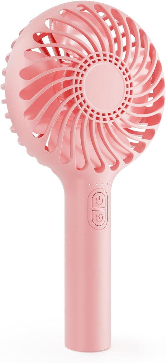 Handheld Fan Portable, Mini Hand Held Fan with USB Rechargeable Battery, 4 Speed Personal Desk Table Fan with Base, 3-10 Hours Operated Small Makeup Eyelash Fan for Women Girls Kids Outdoor