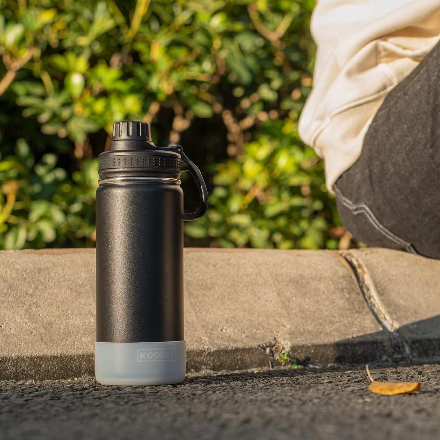 16 Oz Water Bottle Stainless Steel Double Wall Vacuum Insulated Water Bottle for School Wide Mouth Sports Bottle with Leakproof Spout Lid (Black)