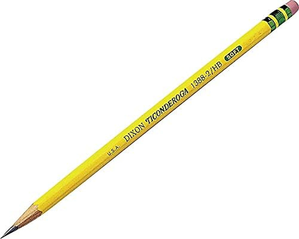 Laddie Wood-Cased Pencils, 2 HB Soft, with Erasers, Yellow, 12 Count