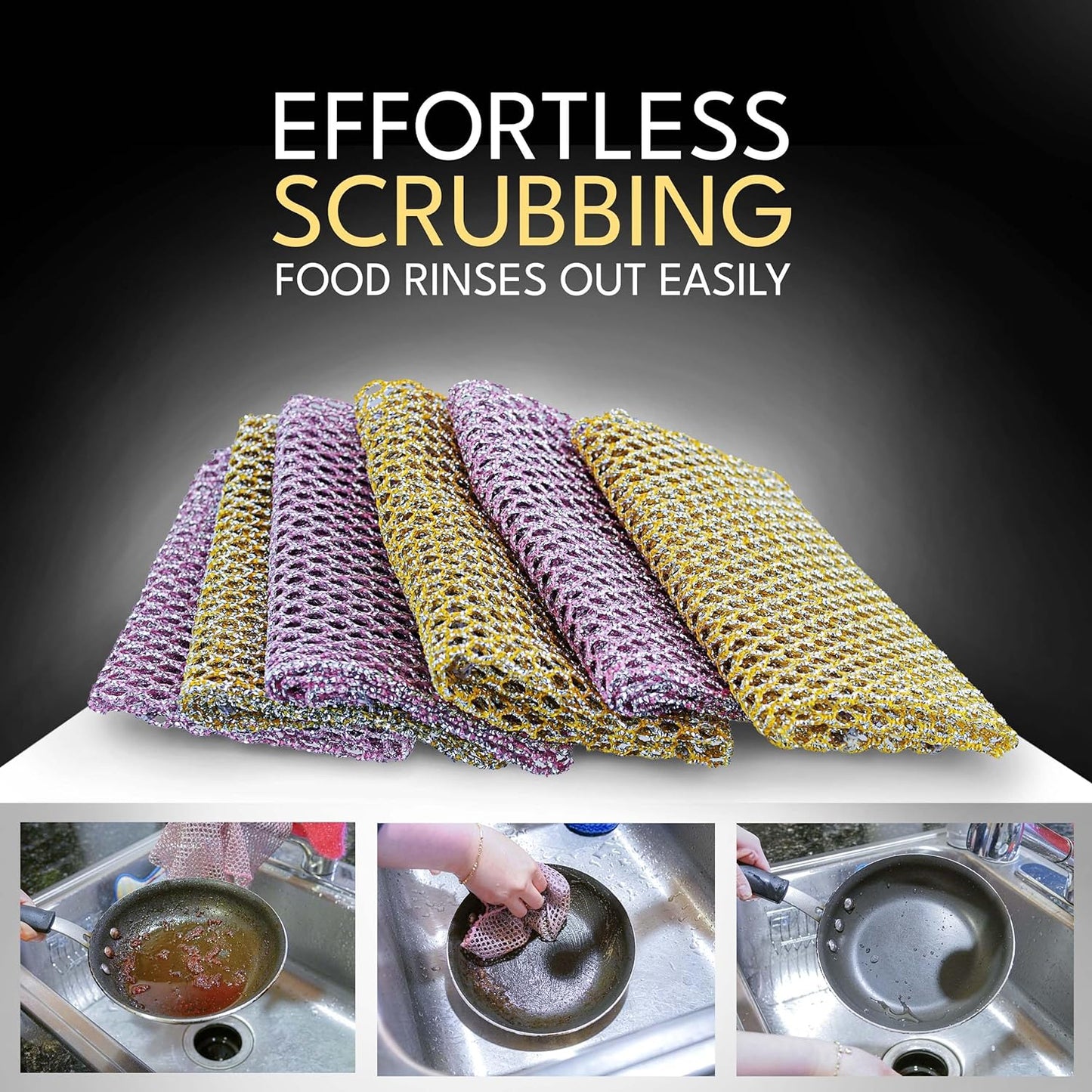 Heavy Duty Non-Scratch Dish Scrubbers for Cleaning Dishes & Pots (6Pcs) - Replace Kitchen Sponges for Dishwashing with Our Scouring Pads - Try Our Alternative Dish Washing Scrub