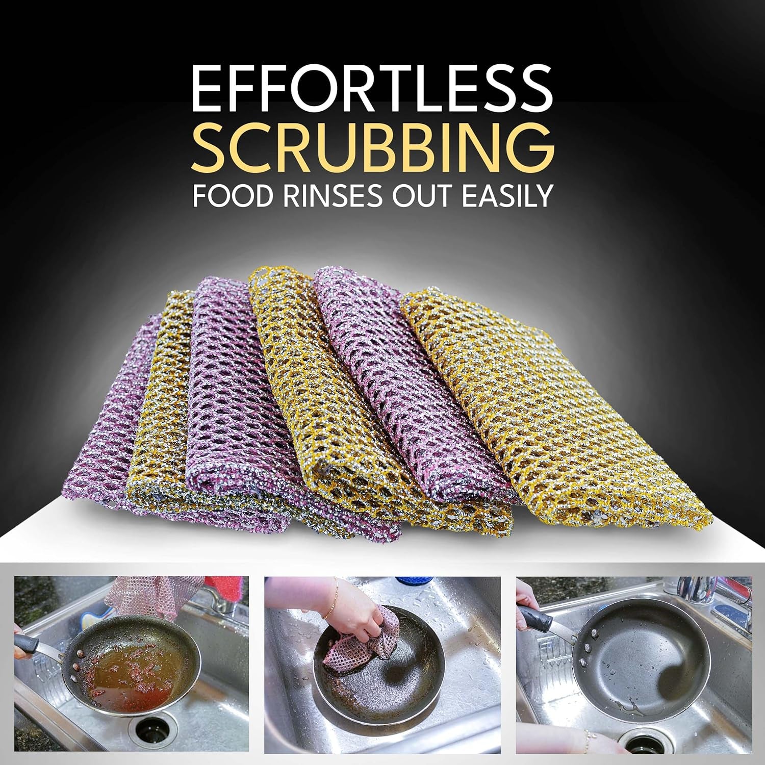 Heavy Duty Non-Scratch Dish Scrubbers for Cleaning Dishes & Pots (6Pcs) - Replace Kitchen Sponges for Dishwashing with Our Scouring Pads - Try Our Alternative Dish Washing Scrub