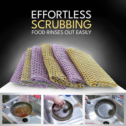 Heavy Duty Non-Scratch Dish Scrubbers for Cleaning Dishes & Pots (6Pcs) - Replace Kitchen Sponges for Dishwashing with Our Scouring Pads - Try Our Alternative Dish Washing Scrub