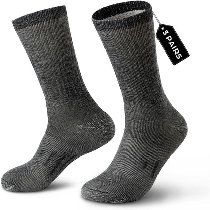 Merino Wool Socks for Men Women - 3 or 6 Pairs 80% Wool - Hiking Socks Warm Socks Crew Style Thermal Moisture Wicking