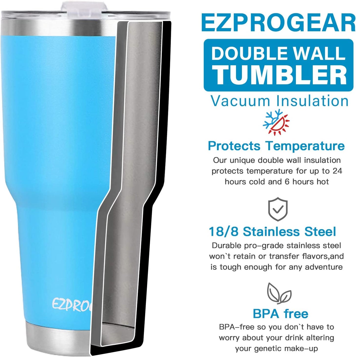 40 Oz Stainless Steel Beer Tumbler Pink Camping Mug Double Wall Vacuum Insulated with Straws and Handle (Pink)