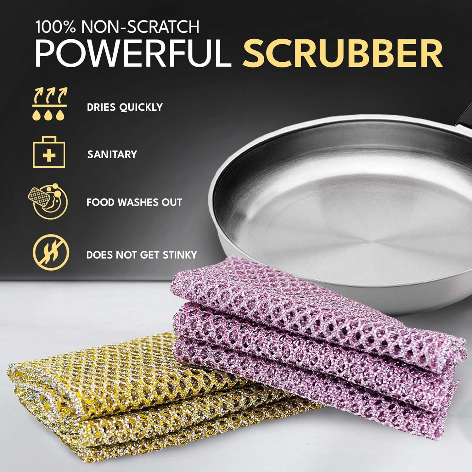 Heavy Duty Non-Scratch Dish Scrubbers for Cleaning Dishes & Pots (6Pcs) - Replace Kitchen Sponges for Dishwashing with Our Scouring Pads - Try Our Alternative Dish Washing Scrub