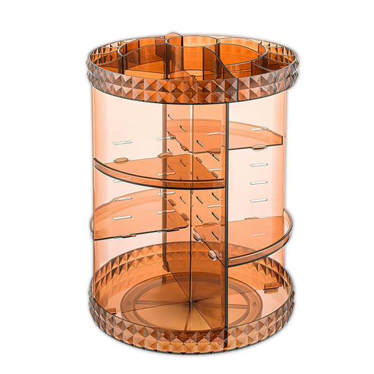 360 Rotating Makeup Organizer Perfume Organizer Coffee Color Cosmetic Storage Display Case Large Capacity Beauty Holder Adjustable Partition Height for Bedroom Dresser or Bathroom Vanity