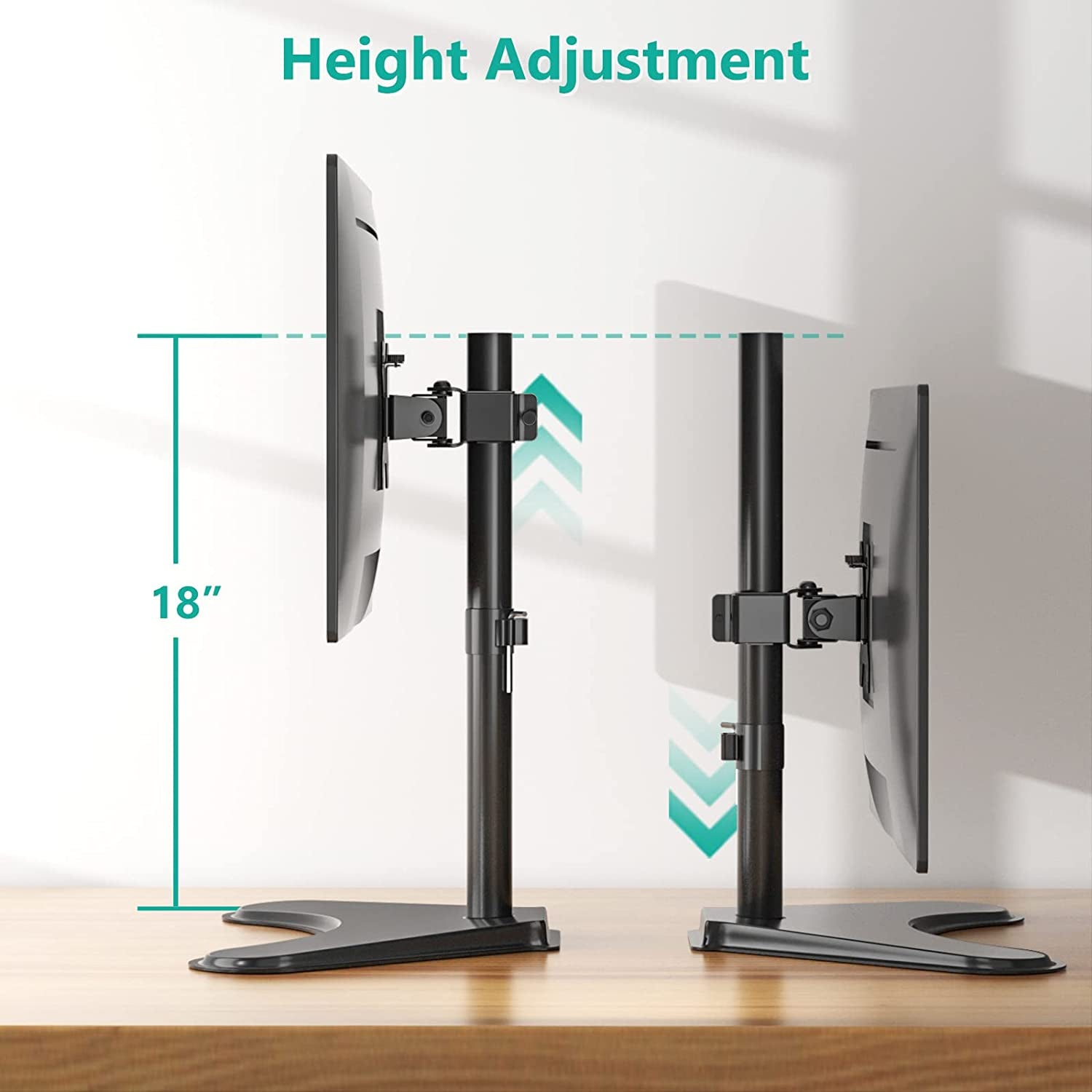 Single Monitor Stand for 13-32 Inch Computer Screens, Freestanding Single Monitors Arm Desk Mount, Universal VESA Monitor Mount 75X75/100X100Mm, Adjustable Height and Angle, (MF001), Black