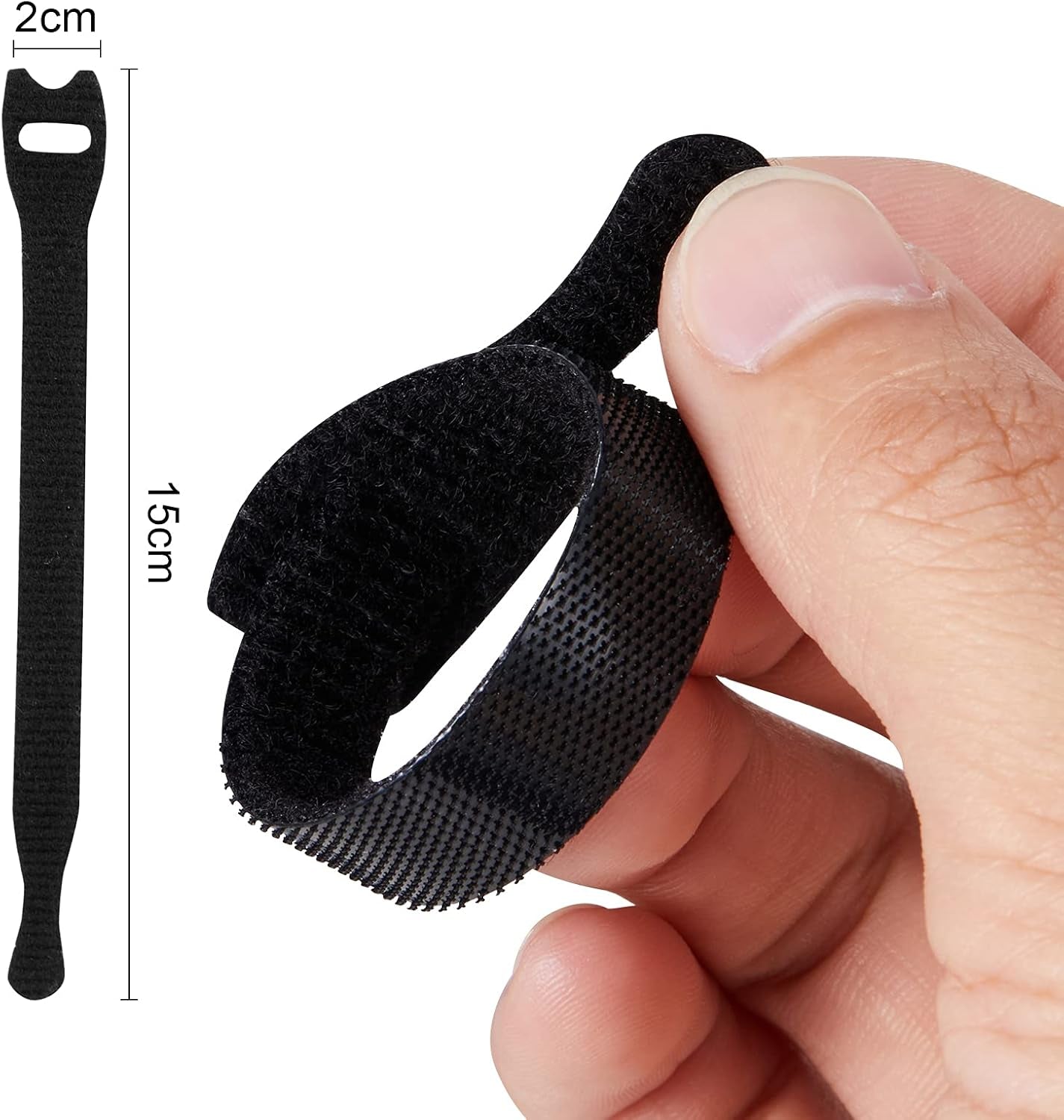 100Pk Reusable Cable Ties Cable Straps,  6''X0.47'' Thin Wire Cord Organization Ties with Hook and Loop for Home, Office and Data Centers(Black)