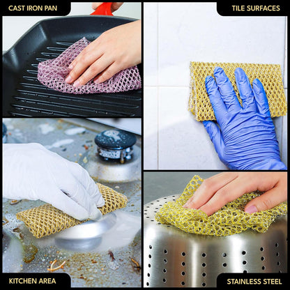 Heavy Duty Non-Scratch Dish Scrubbers for Cleaning Dishes & Pots (6Pcs) - Replace Kitchen Sponges for Dishwashing with Our Scouring Pads - Try Our Alternative Dish Washing Scrub