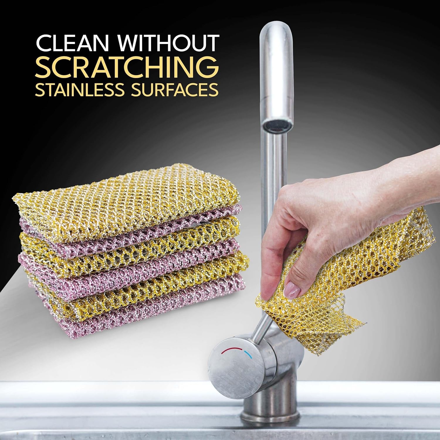 Heavy Duty Non-Scratch Dish Scrubbers for Cleaning Dishes & Pots (6Pcs) - Replace Kitchen Sponges for Dishwashing with Our Scouring Pads - Try Our Alternative Dish Washing Scrub