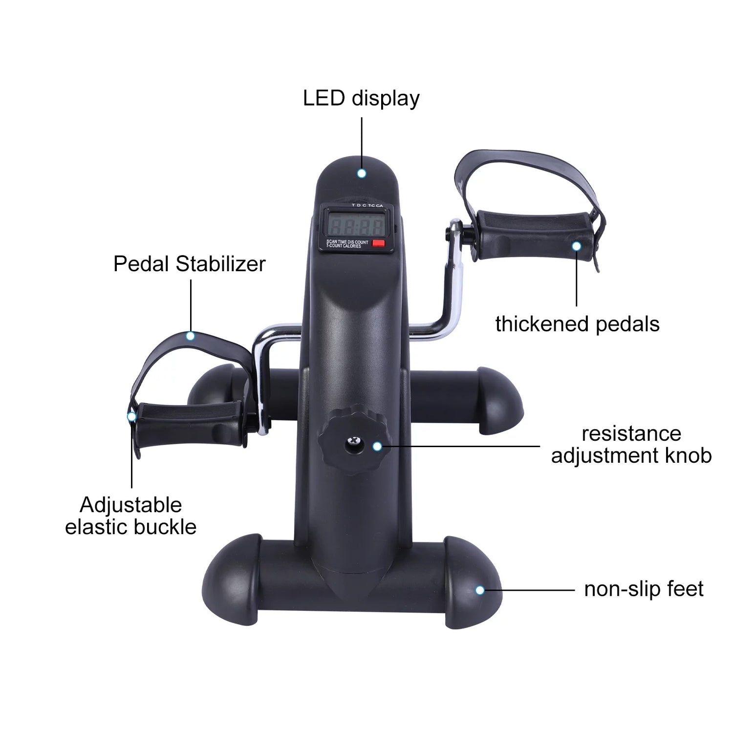 Mini Indoor Pedal Exerciser Cycle Bike Leg Arm Desk W/Lcd Display Fitness Portable Pedal Stationary Bike Home Exercise Black