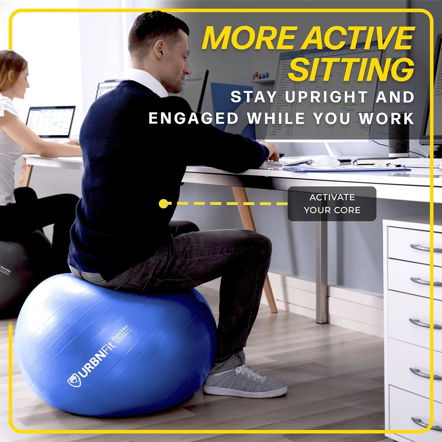 Exercise Ball - Yoga Ball in Multiple Sizes for Workout, Pregnancy, Stability - Anti-Burst Swiss Balance Ball W/Quick Pump - Fitness Ball Chair for Office, Home, Gym