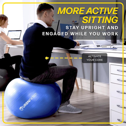 Exercise Ball - Yoga Ball in Multiple Sizes for Workout, Pregnancy, Stability - Anti-Burst Swiss Balance Ball W/Quick Pump - Fitness Ball Chair for Office, Home, Gym