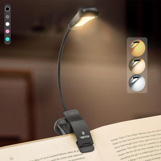 /Luminolite Rechargeable Book Light, Reading Lights for Books in Bed, 3 Colortemperature × 3 Brightness, up to 70 Hours Lighting, Great for Readers, Travel (Black)
