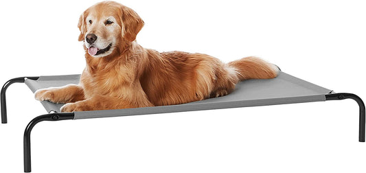 Cooling Breathable Elevated Dog Bed with Metal Frame for Large Dogs, 51 X 31 X 8 Inch, Grey