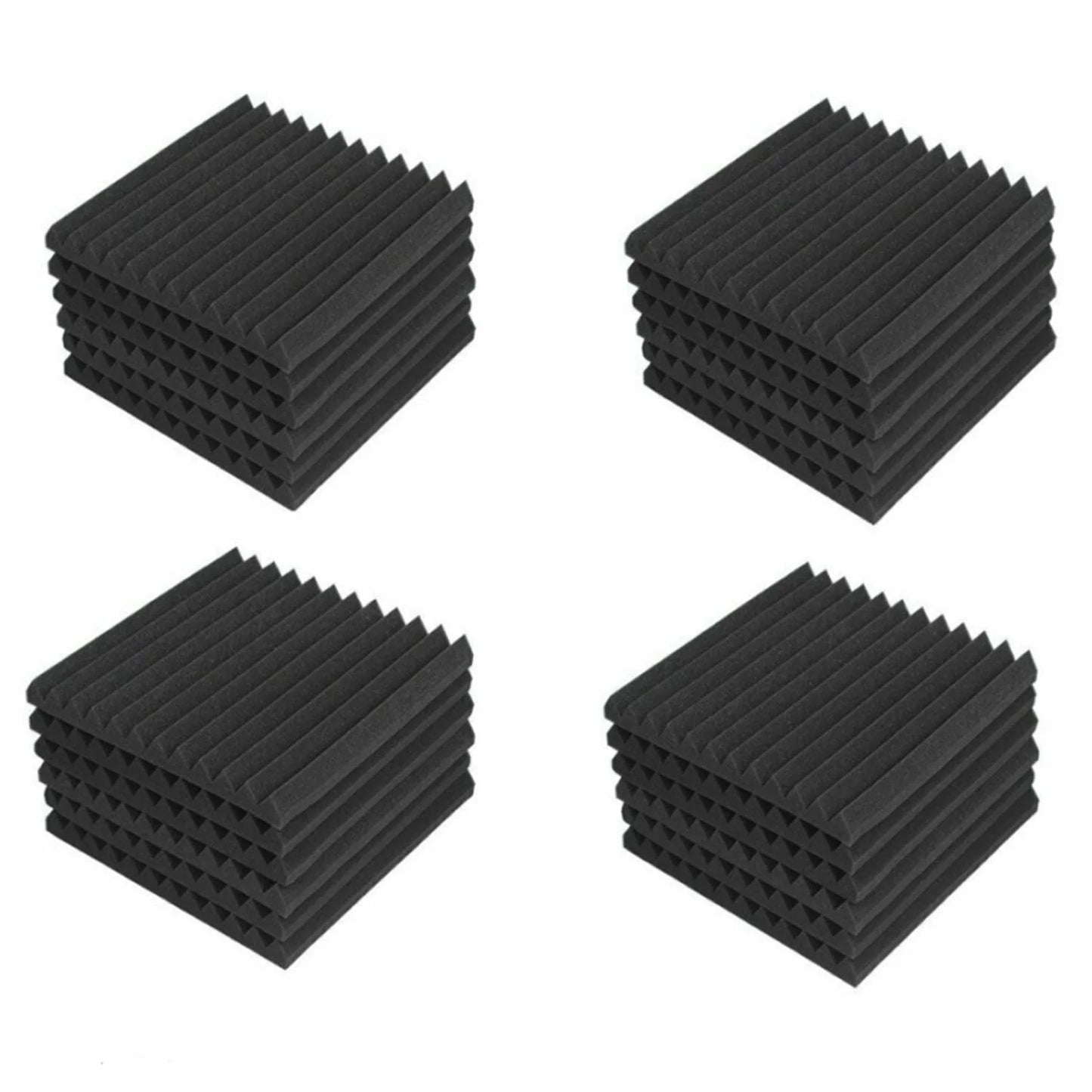 24 Pack Acoustic Panels Studio Soundproofing Foam Wedges Panels, 1" X 12" X 12" Sound Insulation Absorbing, Black