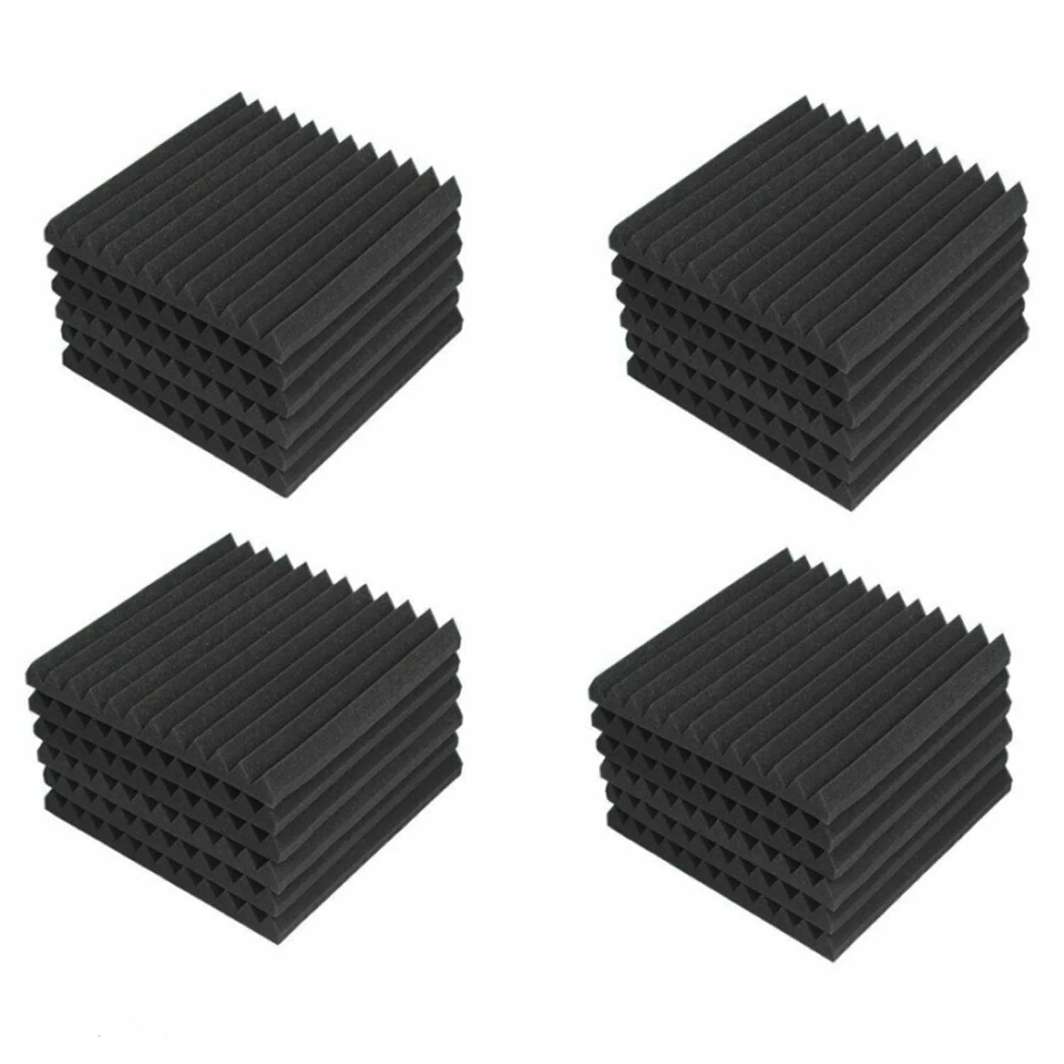 24 Pack Acoustic Panels Studio Soundproofing Foam Wedges Panels, 1" X 12" X 12" Sound Insulation Absorbing, Black