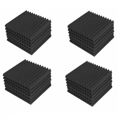 24 Pack Acoustic Panels Studio Soundproofing Foam Wedges Panels, 1" X 12" X 12" Sound Insulation Absorbing, Black