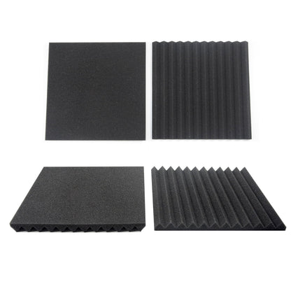 24 Pack Acoustic Panels Studio Soundproofing Foam Wedges Panels, 1" X 12" X 12" Sound Insulation Absorbing, Black