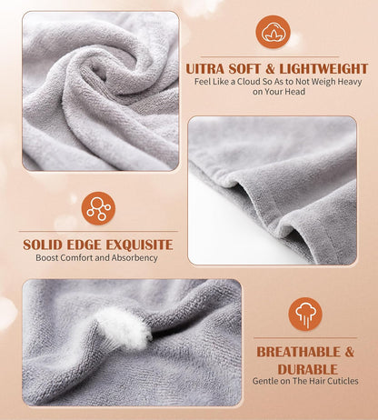 Microfiber Hair Towel Wrap, 3 Pack Fast Drying Hair Turban, Stocking Stuffers for Women, Soft Ultra Absorbent, No Frizz Hair Wrap Towels for Women Wet Hair, Curly, Longer, Thicker Hair