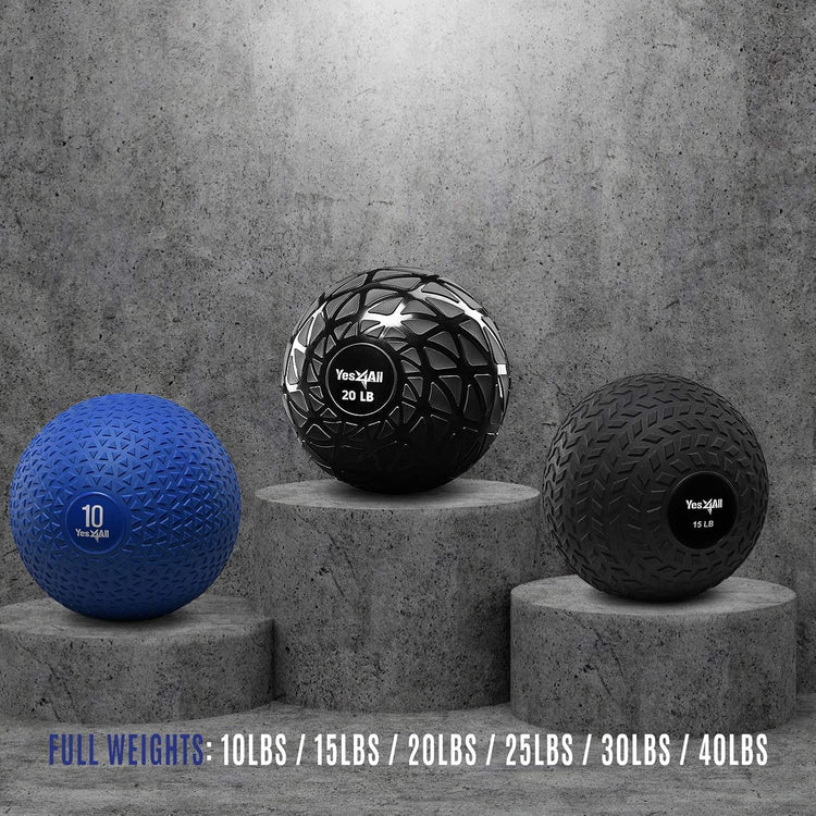 Slam Balls, 10-40Lb Weighted Ball Weight, Durable PVC Sand Filled Workout Dynamic Slam Ball for Core Strengthen