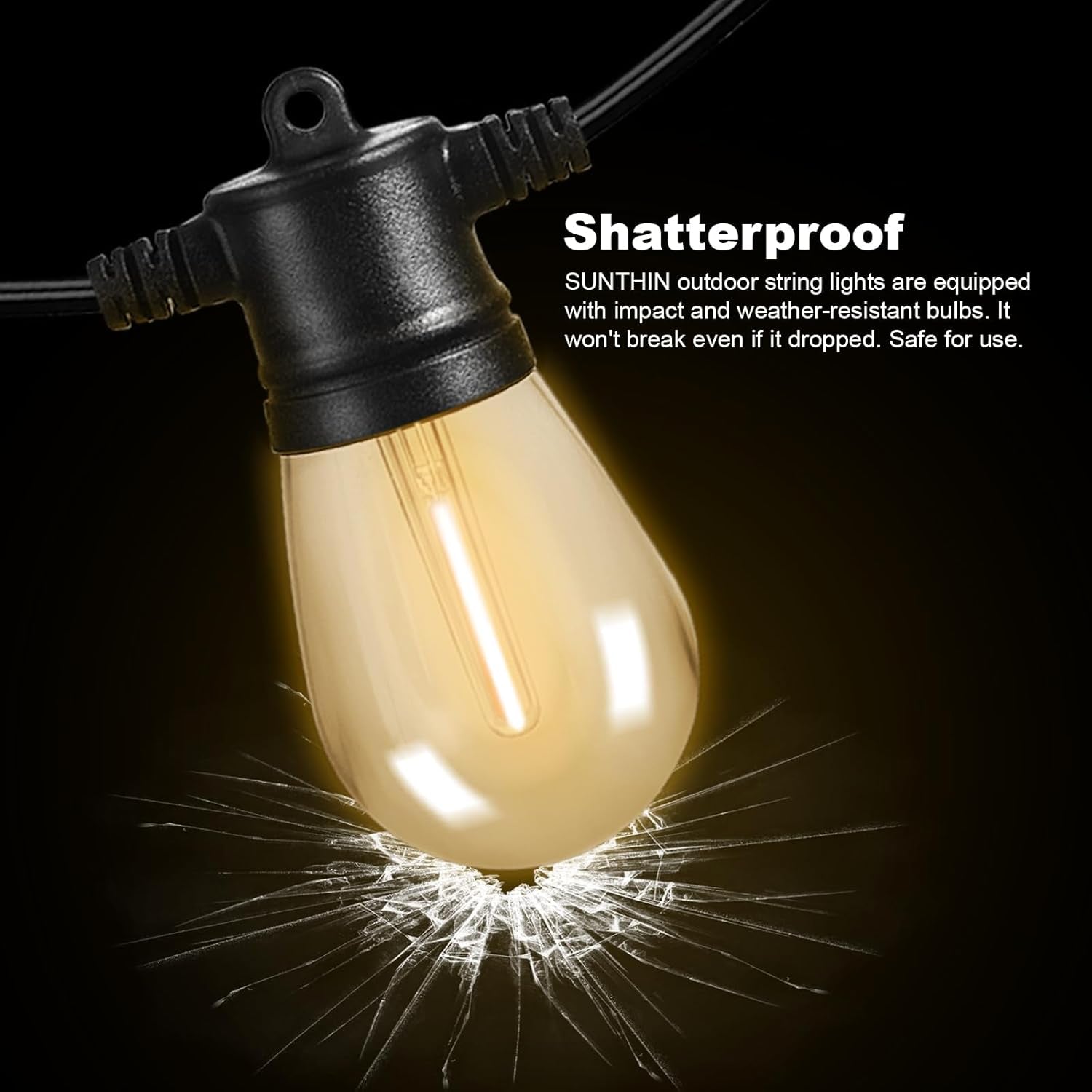 Outdoor String Lights, 96FT Patio Lights with 32 LED Shatterproof Bulbs, Hanging for Outside, Garden, Backyard, Deck, Porch, Fence, Bistro, Pool, Party