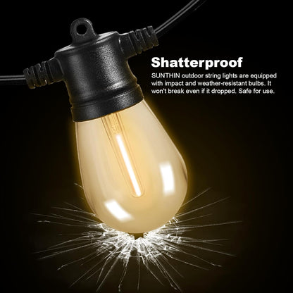 Outdoor String Lights, 96FT Patio Lights with 32 LED Shatterproof Bulbs, Hanging for Outside, Garden, Backyard, Deck, Porch, Fence, Bistro, Pool, Party
