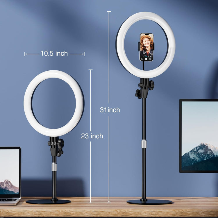 Desk Ring Light with Stand, 10.5&