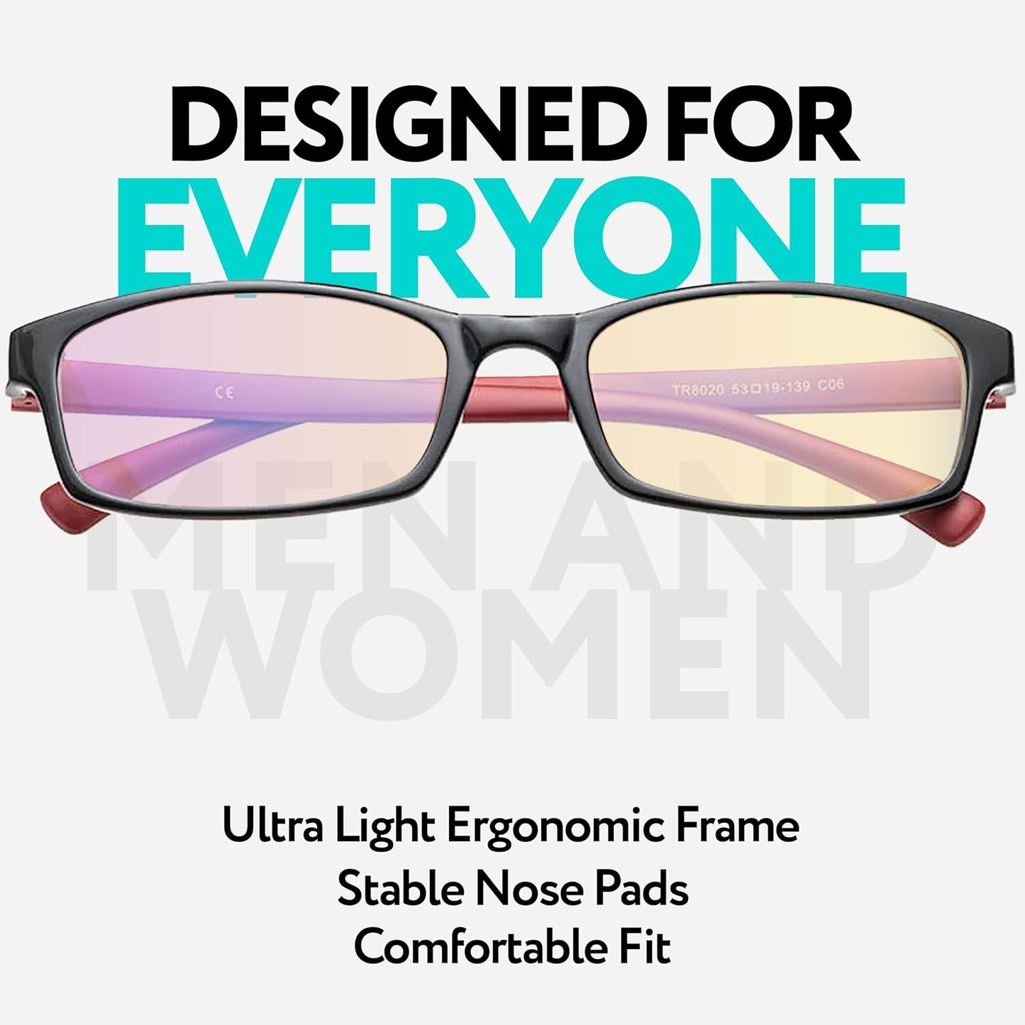 Blue Light Reading Glasses for Men and Women, Anti-Glare for Computer Use with Clear Lens 0.5 Diopters