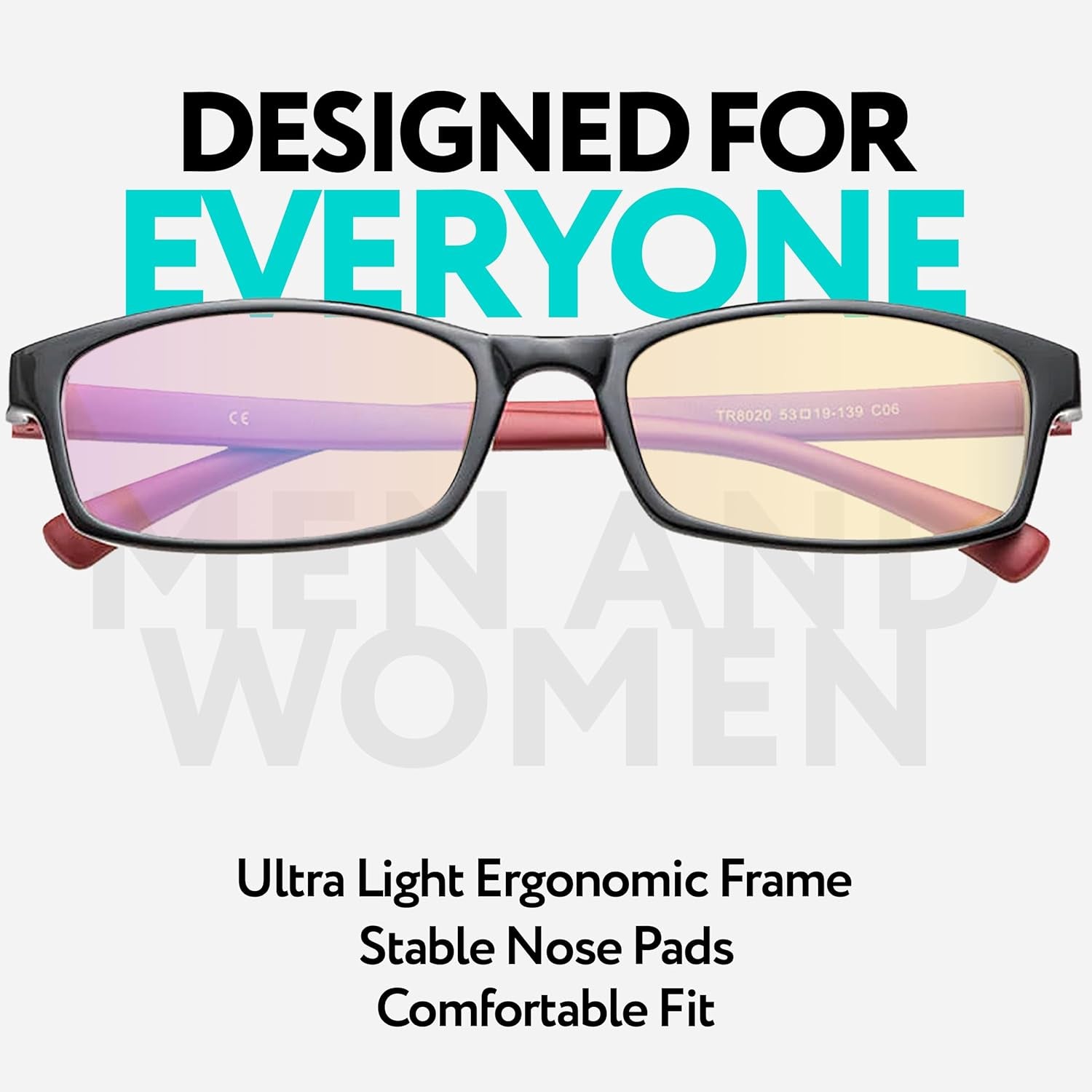 Blue Light Reading Glasses for Men and Women, Anti-Glare for Computer Use with Clear Lens 0.5 Diopters