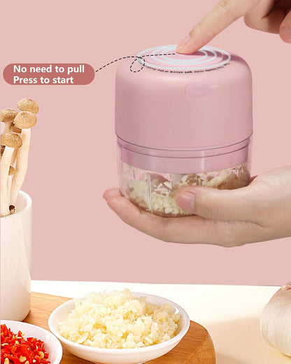 Wireless Mini Electric Food Processor for Garlic Chopper,Dicing, Mincing & Puree (100 Ml, Pink)