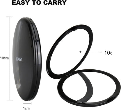 Magnifying Compact Cosmetic Mirror Elegant Pocket Handheld Makeup Mirror with Powerful 10X Magnification and 1X True View Mirror for Travel or Your Purse