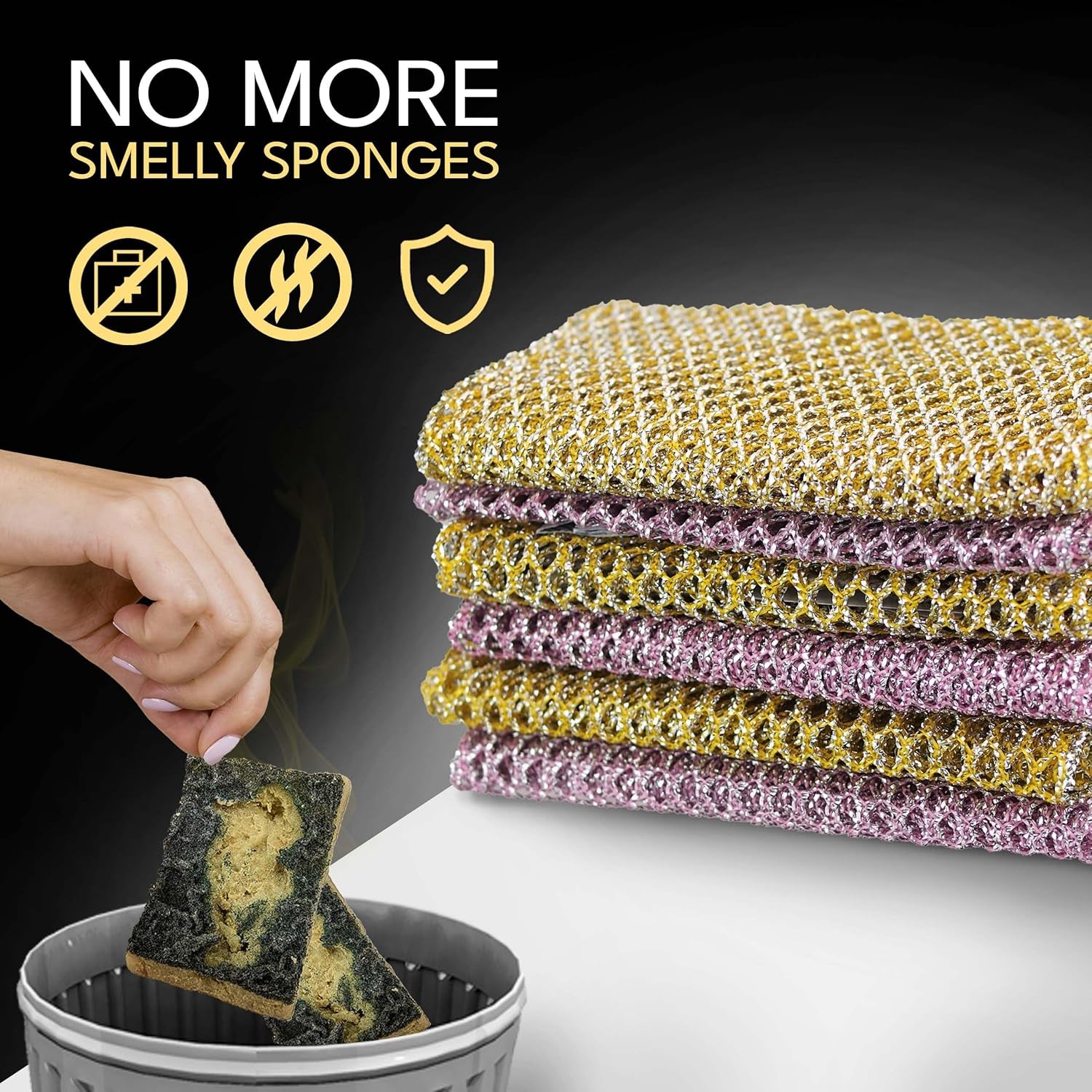 Heavy Duty Non-Scratch Dish Scrubbers for Cleaning Dishes & Pots (6Pcs) - Replace Kitchen Sponges for Dishwashing with Our Scouring Pads - Try Our Alternative Dish Washing Scrub