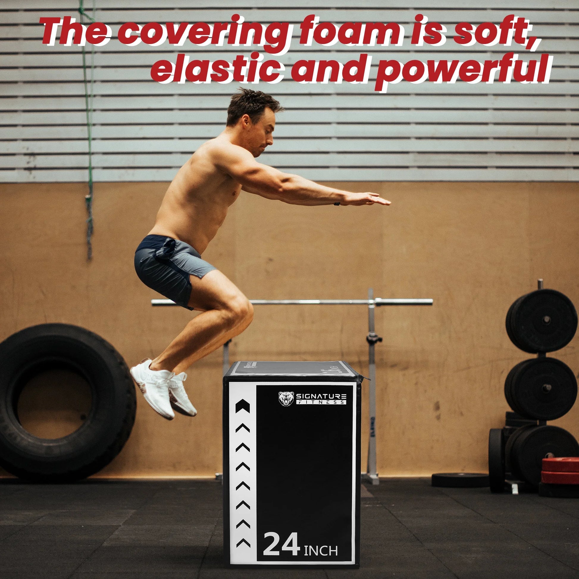 3-In-1 Rotatable Plyometric Jump Box, Jumping Exercise Trainer with anti Slip Surface & High Density Foam, Fitness Training, Easy to Clean, 16’’ × 20’’ × 24’’, Black/White