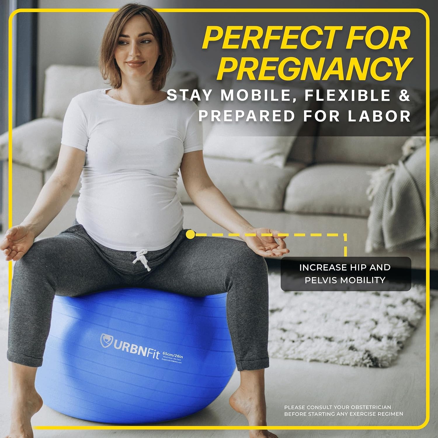 Exercise Ball - Yoga Ball in Multiple Sizes for Workout, Pregnancy, Stability - Anti-Burst Swiss Balance Ball W/Quick Pump - Fitness Ball Chair for Office, Home, Gym